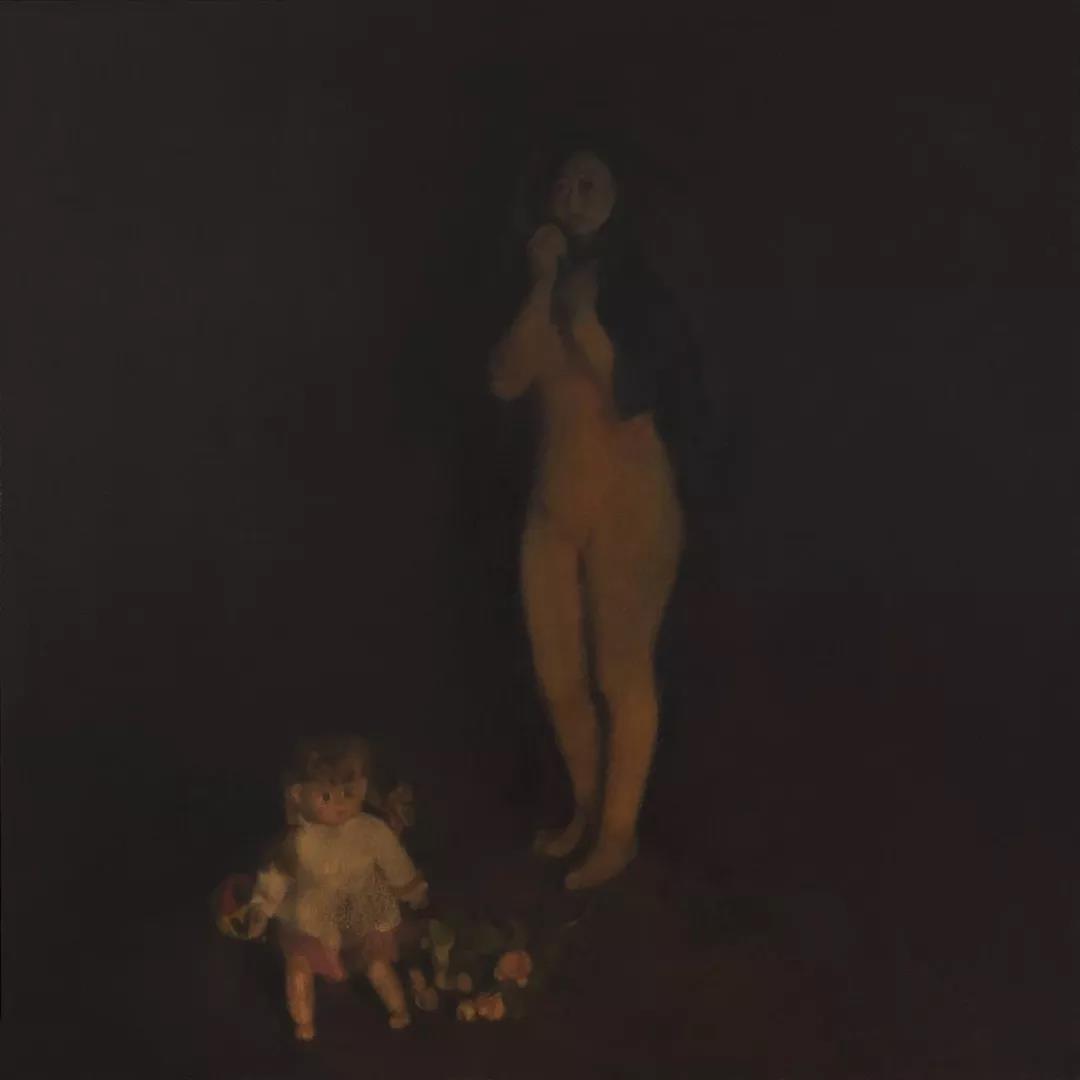 橙色肖像 150X150cm  布面油画  2013年.jpg
