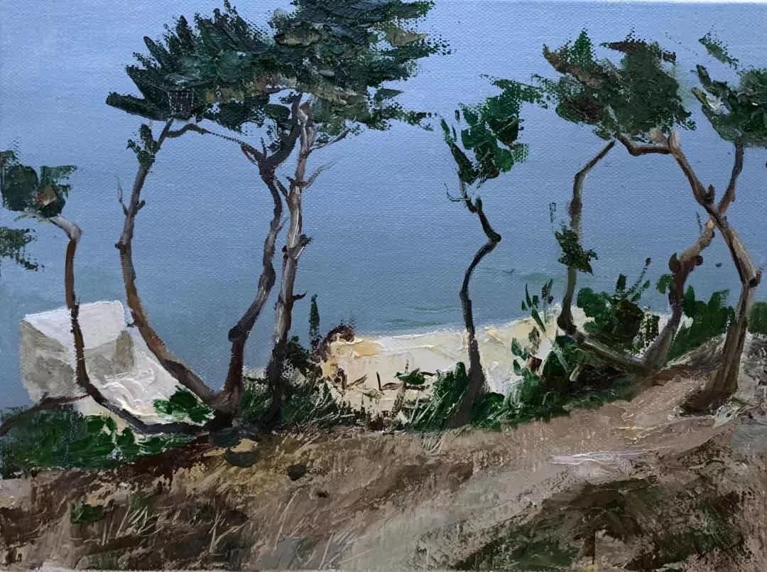 海边的松树  布面油画  30x40cm  2019年.jpg
