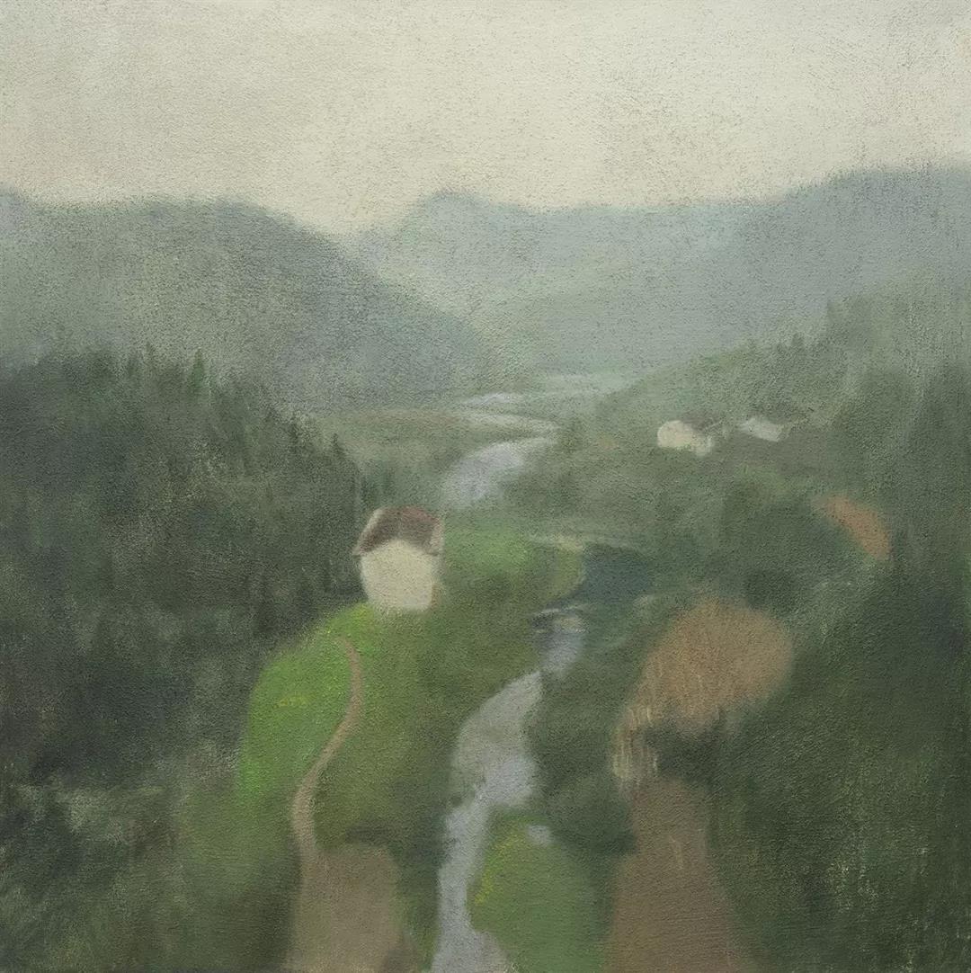 山谷中的家  100X100cm  布面油画  2015年.jpg