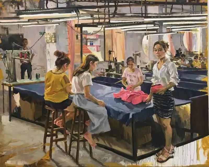 东莞女孩  布面油画  200X250cm  2017年.jpg