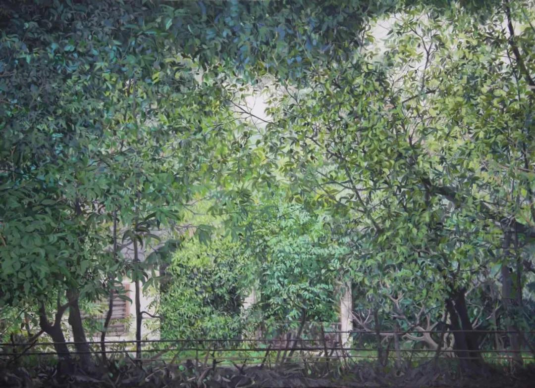 罗连  山房-绿意盎然  布面油画  110x150cm  2014年.jpg