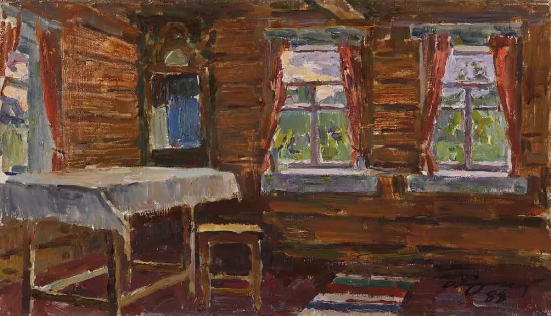 我的小木房Моя изба 布面油画 х.м  40.3cm×70cm  1988.jpg